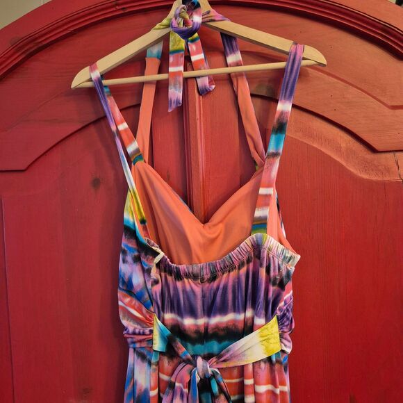 Maurice's Size 3 XL Plus Sun Dress Tie Dye Stripes Strappy Flattering Boho EUC - Picture 4 of 5